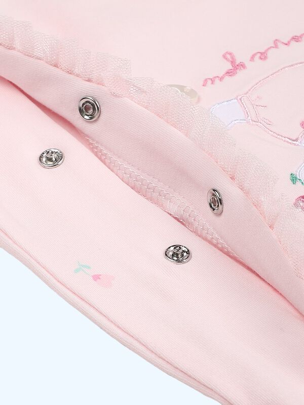 Girls Light Pink Front Opening Babysuit image number 1